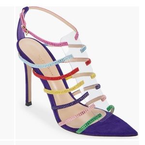 NIB $1475 Gianvito Rossi Crystal Embellished Sandal  in size 8 / 38!